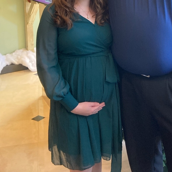 Pinkblush Green Chiffon Maternity Dress Size Small **See Description Details** - Picture 3 of 7